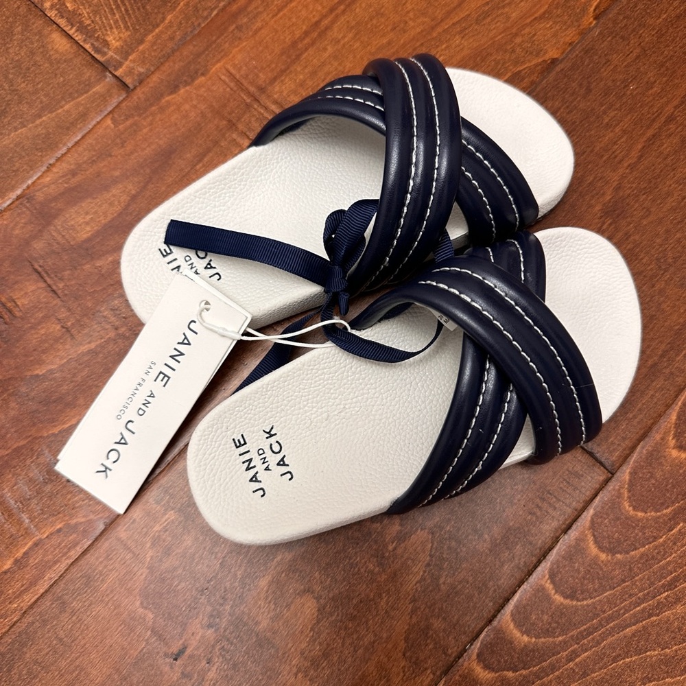 Janie and Jack Navy and White Pool Sandals